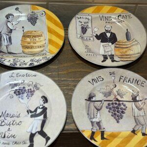 Set of 4 SAKURA WINE CELLAR - GRACEY KNIGHT 8 1/4" SALAD/DESSERT PLATES -C40